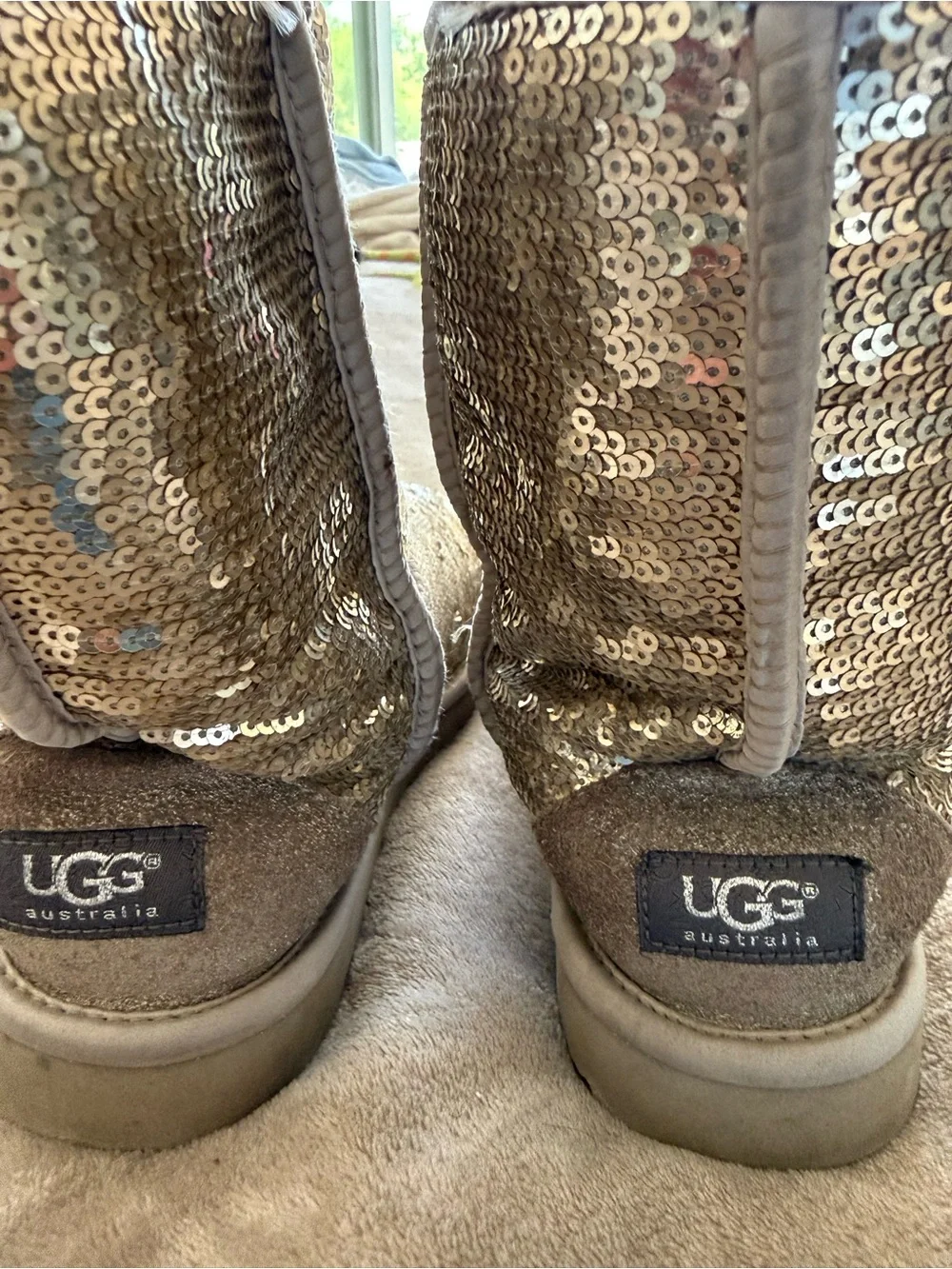 UGG Gold Sequin Short Boots